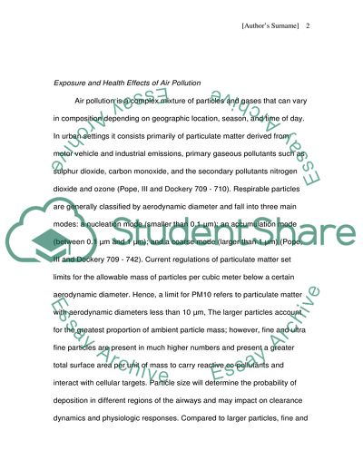 Exposure and Health Effects of Air Pollution