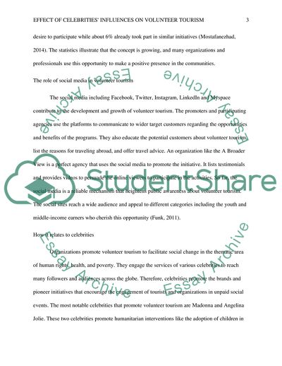 The Effect of Celebrities Influences on Volunteer Tourism