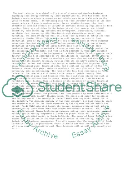 Business Plan for Cafeteria in the Food Industry