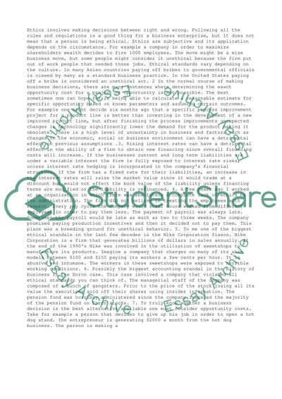 Making business decisions and ethics