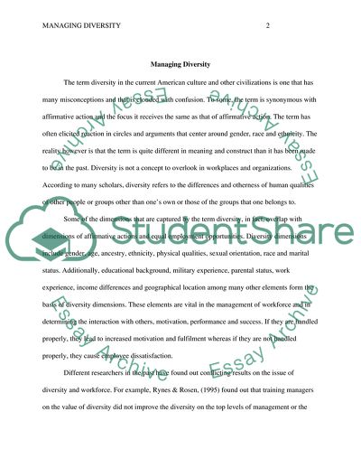 Managing Diversity Affiliation