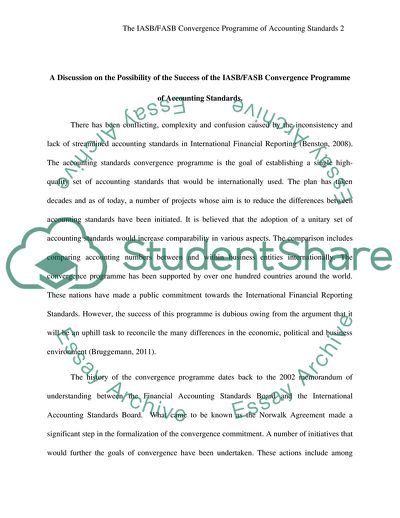 The IASB Convergence Programme of Accounting Standards