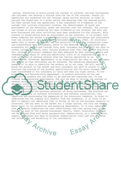 E-Commerce Management: JLR Manufacturer