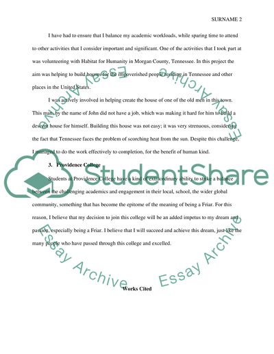 providence college supplemental essay example