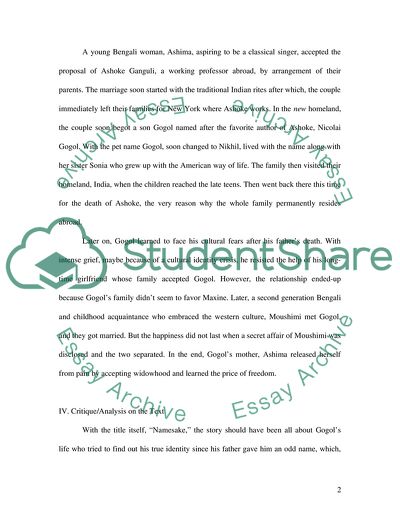 Analysis of the Namesake Movie