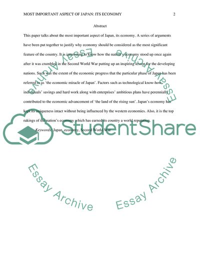 The Most Important Aspect of Japan: Its Economy