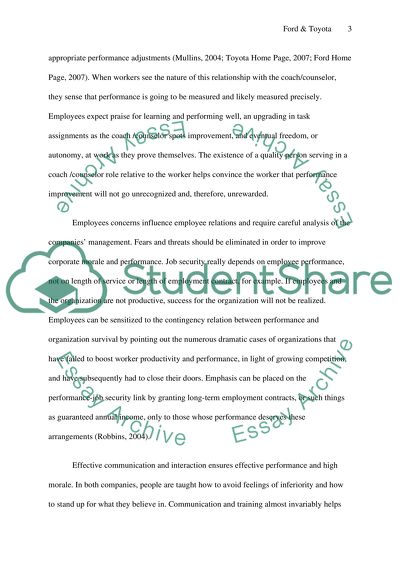 Ford and Toyota Manufacture