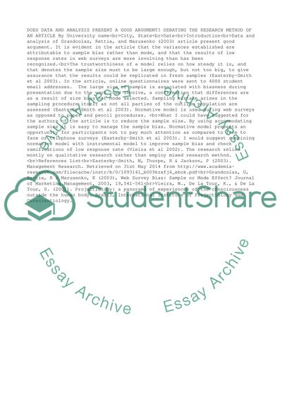 Does data and analysis present a good argument Debating the research method of an article