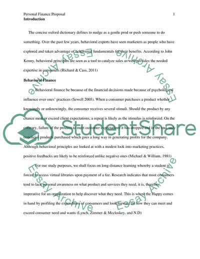 Personal finance proposal