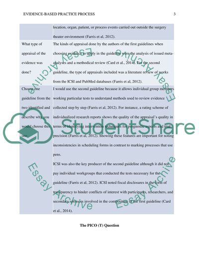 Evidence-based practice process:Comparing Guidelines