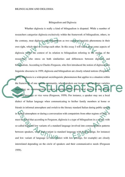 The Issue of Bilingualism and Diglossia