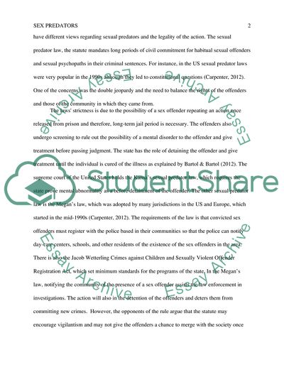 Sex Predator - Societal Protection vs. Constitutional Rights