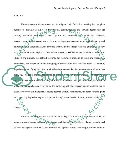 Device Hardening and Secure Network Design