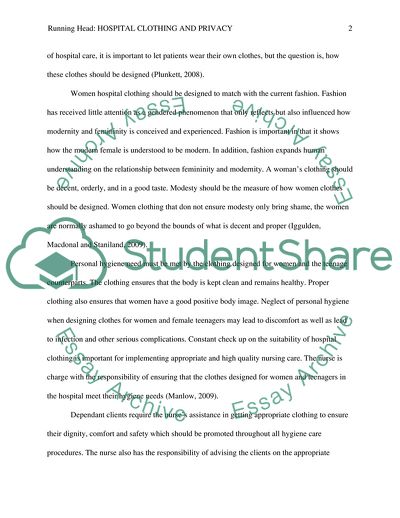 The Link between Hospital Clothing and Privacy and Hygiene, Economy and Smart Materials