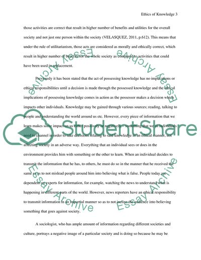 The Ethical Responsibility of the Possessor of Knowledge