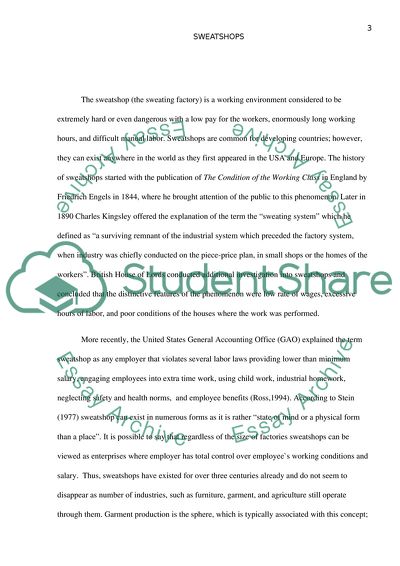 Comparison of Sweatshops Wages and Working Conditions