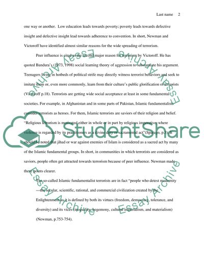 Terrorism Sociology Paper