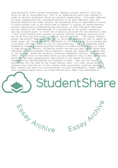Future Projections for the Idea of the Triple Bottom Line