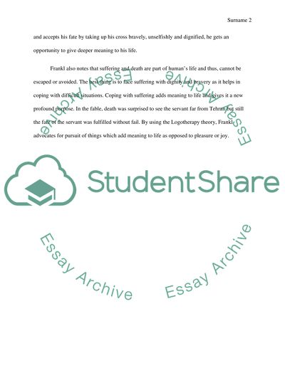 How Death in Tehran Illustrates the Key Points of Viktor E Frankl, Mans Searching for Meaning