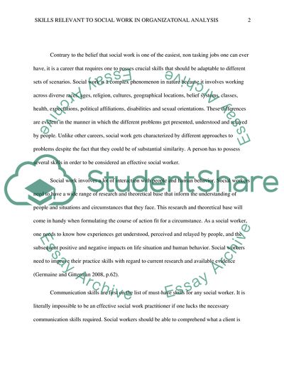 Important Skills Relevant to Social Work in Organizational Analysis