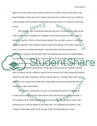 Dentistry application essay