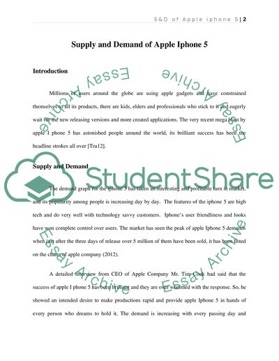 Supply and or demand paper on Apple iphone 5