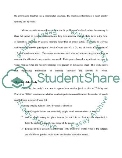 A comparison of effects of categorized and uncategorized words on memory