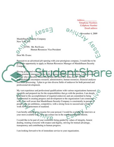 Human Resources Manager for Mandelbaum Security Company