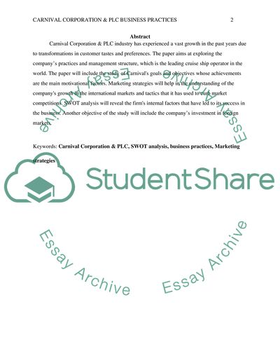 Carnival Corporation and PLC Business Practices