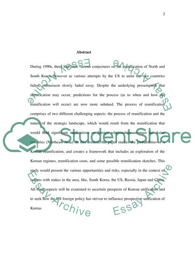 The influence of the US foreign policy on the prospective unification of Koreas