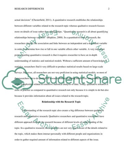 Differences between Qualitative and Quantitative Research
