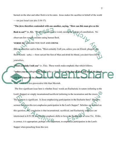 Eating Jesus Flesh and drinking His Blood