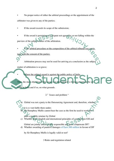 Issues Relating to Arbitration in Outsourcing Contracts