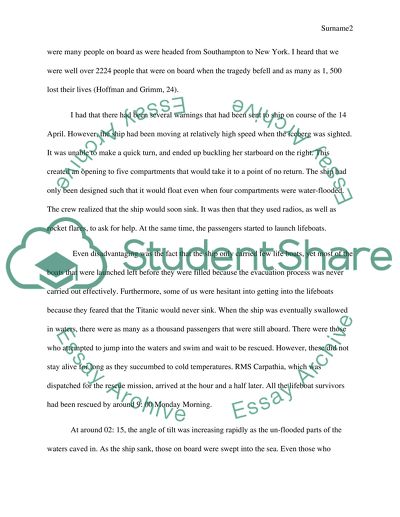 The Sinking of the Titanic: The Narration of Winifred Vera