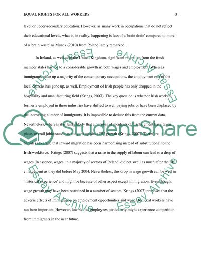 Equal rights for all workers: Irish trade unions and the challenge of labour migration