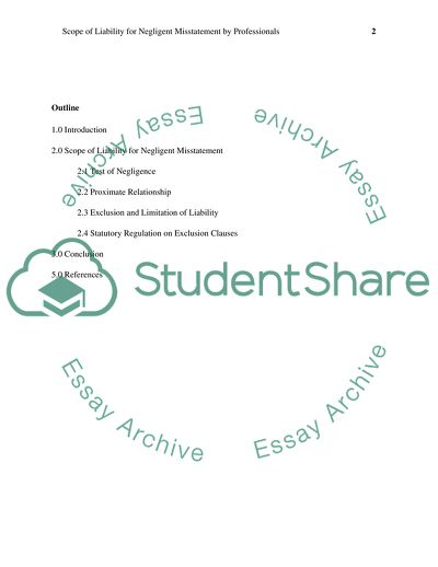 Scope of Liability for Negligent Misstatement by Professionals