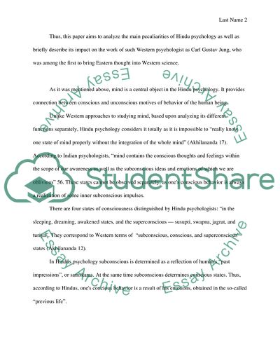 Hindu Psychology and Its Meaning for the West