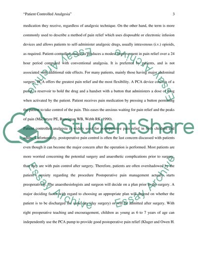 Patient Controlled Analgesia