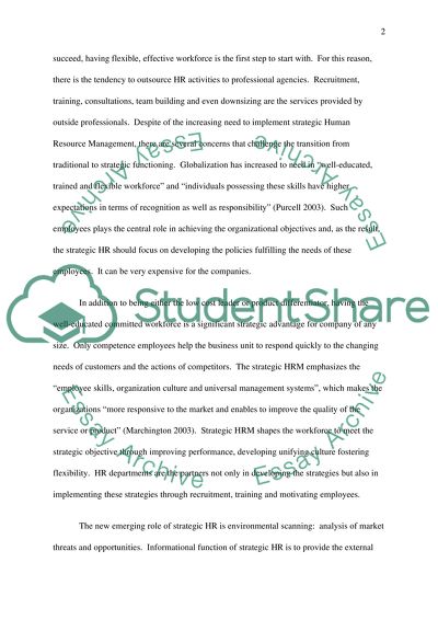 Strategic Human Resource Management