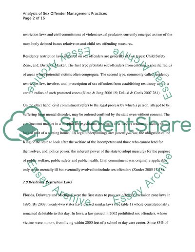 ANALYSIS OF SEX OFFENDER MANAGEMENT PRACTICES