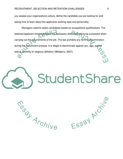 Recruitment, selection, and retention challenges