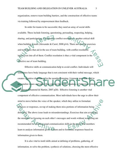 Team Building and Delegation in Unilever Australia