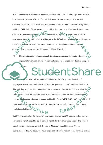 Vibration Exposure to Have Health Effects