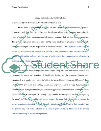 Sexual Exploitation by Child Molesters