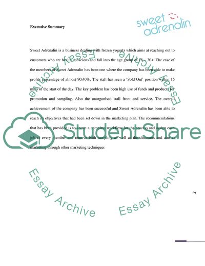 Sweet Adrenalin: Marketing Planning and Management