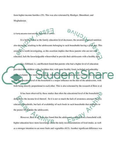 Family Income And Its Impact On Providing Healthy Choices