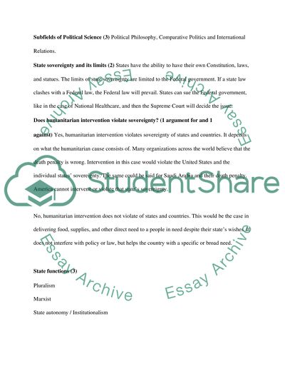 Intro to Political Science: Quiz #1 Review