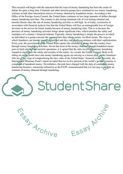 Risk management cycle and strategy of Money laundring in the US