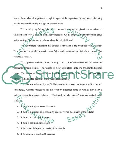 Developing a Research Base for Intravenous Peripheral Cannula Resites