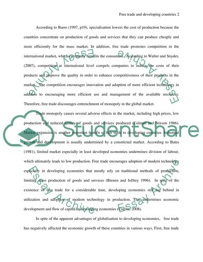 Free Trade and Developing Countries